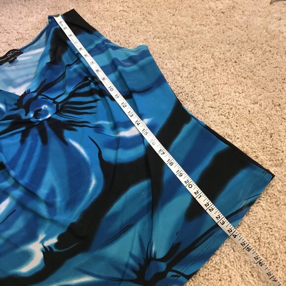 Free With 25$ Purchase Blue Painterly Abstract Floral Cowl Neck Sleevele… - Picture 13 of 13